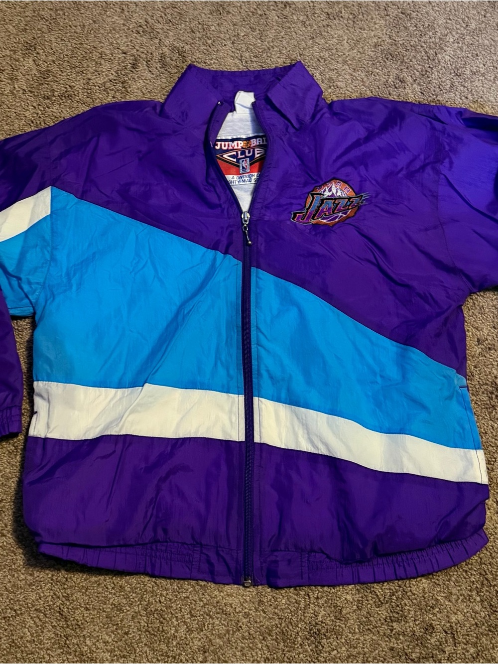 NBA Kids Purple Blue and White Colorblock Puffer Jacket